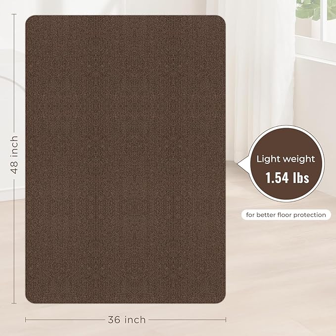 Sycoodeal Office Chair Mat for Hardwood Floor,Slip Resistant Floor Mat for Office Computer Gaming Chair,Heavy Duty Floor Protector for Rolling Chairs,Easy to Clean,Coffee(36"x48")