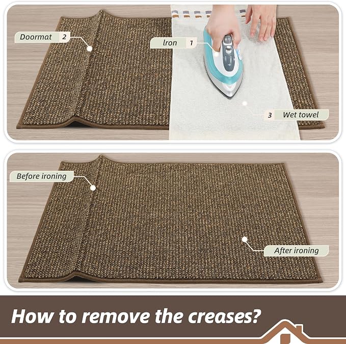 BEQHAUSE Dirt Trapper Door Mat 32" x 48", Non-Slip Washable Doormats Entrance Mat, Dirt Resistant and Absorbent Welcome Mat, Low Profile Floor Mats for Front Back Door and Entryway, Brown