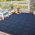 OLANLY Front Door Mat Outside Entrance 71x47, Absorbent, Heavy Duty Sturdy Natural Rubber Doormat Indoor Outdoor, Stain Fade Resistant, Non-Slip Low Profile Floor Mat for Entryway, Navy Blue Diamond