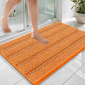 OLANLY Thick Bathroom Rugs 36x24, Extra Soft Absorbent Chenille Striped Bath Rugs, Rubber Backing, Machine Wash Dry, Bath Mats for Bathroom Floor, Tub and Shower, Home Decor Accessories, Orange