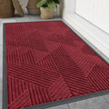 Smiry Front Door Mat Outside Entrance, Heavy Duty Sturdy Natural Rubber Doormat, Trap Dirt and Moisture, Easy Clean Low Profile Welcome Floor Mats for Indoor Outdoor Entry, 47x23 Inch, Wine Red