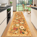 DUKINO Runner Rug for Hallway, 2.6x10 Washable Floral Long Kitchen Rug with Non Slip Backing, Lightweight & Stain Resistant Soft Runners for Indoor Entrance, Laundry, Living Room, Bedroom, Orange