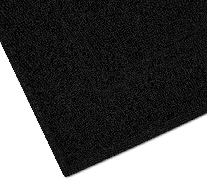 Tens Towels Pack of 2 Bath Mats 100% Cotton, 20 x 32 Inches, Super Absorbent, Hotel Quality Premium Floor Towels, Luxurious, Soft & Quick Dry, Not a Bathroom Rug, Black