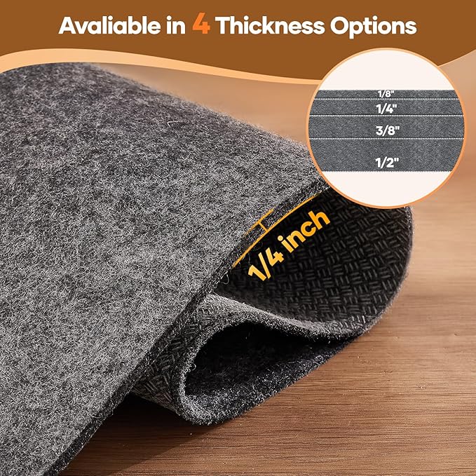 Veken 6 Ft Round Non Slip Cushioned Rug Pad Gripper, Felt and Silicone Backing, 1/4 inch Thick Carpet Liner for Hardwood Floors and Finishes, Under Area Rugs Anti Skid Mat, Keep Rugs Safe and in Place