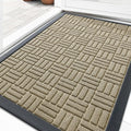 OLANLY Front Door Mat Outside Entrance 29.5x17, Absorbent, Heavy Duty Sturdy Natural Rubber Doormat Indoor Outdoor, Stain and Fade Resistant, Non-Slip Backing Low Profile Floor Mat for Entryway, Beige