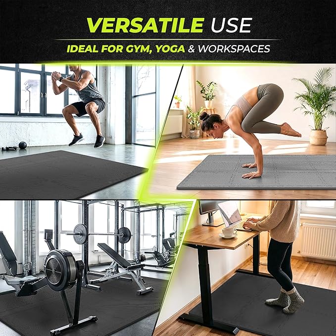 bemaxx Gym Mats Set - 18 pcs EVA Interlocking Foam Floor Tiles (12.6"x12.6"x0.4") 18sqft Protective Gym Flooring Sports Home Workout Exercise Mats Puzzle Garage Fitness Play-Room Pool Treadmill Bike