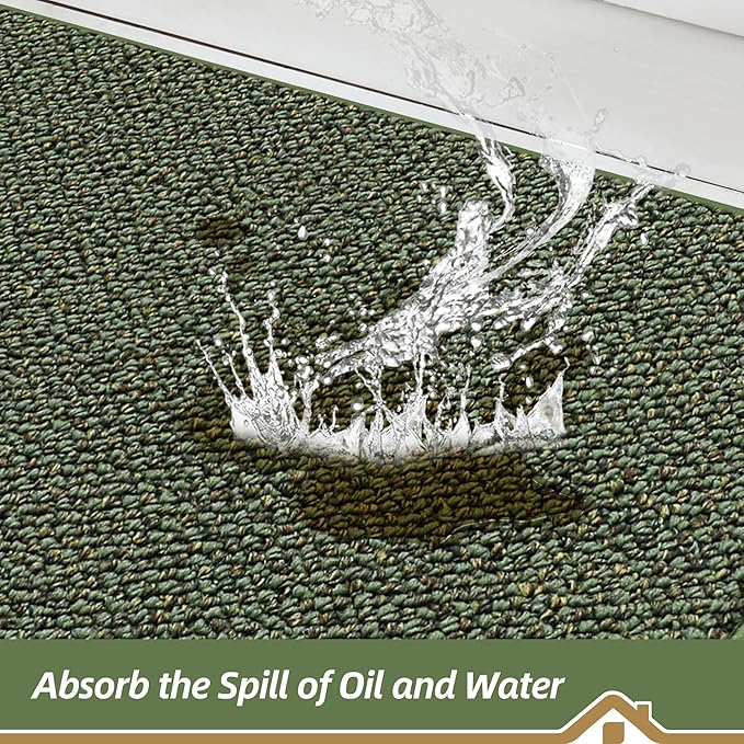 BEQHAUSE Kitchen Runner Rugs 32"x84", Non-Slip Kitchen Mats for Floor, Super Absorbent and Stain Resistant Kitchen Rug, Machine Washable Rugs for Kitchen, Hallway, Laundry & Sink, Green
