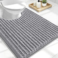 OLANLY Toilet Rugs U Shaped 24x20, Thick Soft and Absorbent Chenille Contour Bath Mat, Non-Slip Rubber Backing, Machine Washable Quick Dry Toilet Mat, Home Decor Accessories, Grey