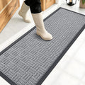 OLANLY Front Door Mat Outside Entrance 47x17, Absorbent, Heavy Duty Sturdy Natural Rubber Doormat Indoor Outdoor, Non-Slip, Stain and Fade Resistant, Low Profile Floor Mat for Entryway, Charcoal Gray