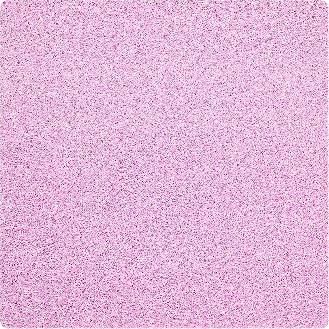 ENKOSI Soft Loofah Mat - Extra Large Square Shower Mat - Non Slip Bathroom Bath Shower Mat - Pink Mix (31x31 inches)