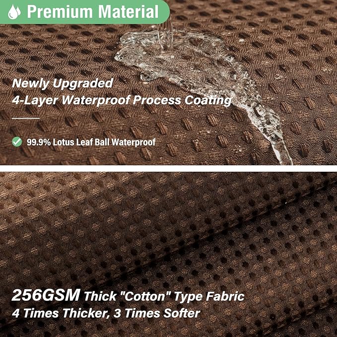 Dynamene 60 inch Stall Shower Curtain - Waffle Weave Heavy Duty Thick Fabric Shower Curtains for Bathroom,Weighted Hotel Spa Luxury Cloth Bath Curtain Set with 10 Plastic Hooks,60x72, Brown
