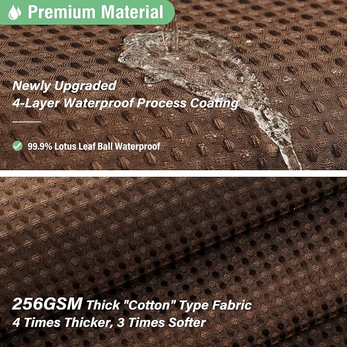 Dynamene Extra Wide Shower Curtain - 180 Inch Wide Waffle Weave Weighted Thick Cloth Bathroom Shower Curtain, Neutral Heavy Duty Hotel Bath Curtain Set with 32 Plastic Hooks, 180x72, Brown