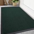 Smiry Front Door Mat Outside Entrance, Heavy Duty Natural Rubber Doormat, Non Slip Trap Dirt and Moisture Easy Clean, Low Profile Welcome Floor Mats for Indoor Outdoor Entry, 70x46.5 Inch, Black Green