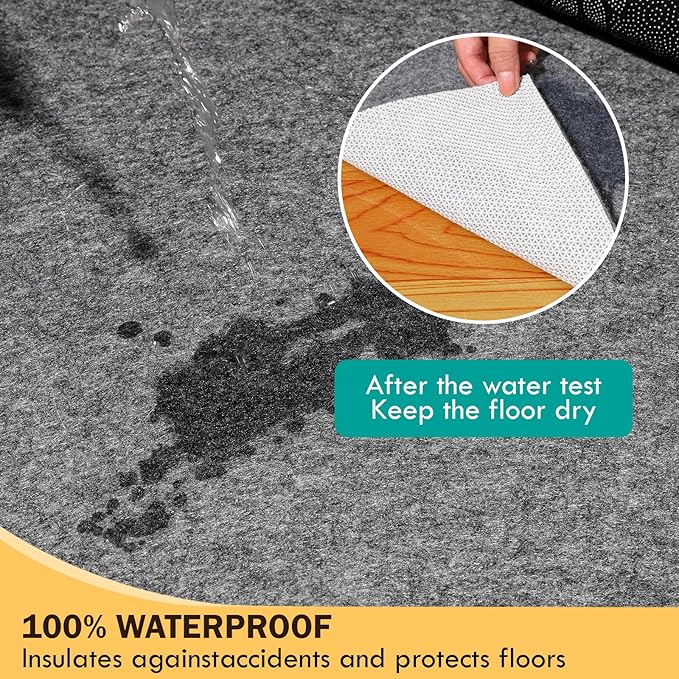 Waterproof Rug Pad 9x12 Ft, 1/4" Thick Under Area Carpet Padding, Non Slip Felt Rug Pads for Hardwood Floors, Protective Underlay Keeps Rugs in Place Without Wrinkles