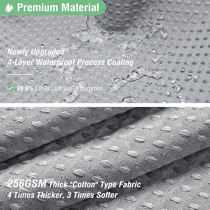 Dynamene Stall Fabric Shower Curtain - 36x72 Waffle Weave Heavy Duty Cloth Shower Curtains for Bathroom, Neutral Weighted Hotel Spa Luxury Bath Curtain Set with 6 Plastic Hooks,Grey/Gray