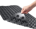 YINENN Bath and Shower Safety Mats 40x16 inch, Non Slip with Suction Cups for Bathroom Stall and Tub Floor, Extra Large and Machine Washable, Drain Holes Keep Bathtub Clean, Black