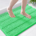 Grandaily Chenille Striped Bathroom Rugs 44x24, Extra Thick and Soft Absorbent Bath Mats, Rubber Backing, Plush Shaggy Shower Carpet, Machine Wash Dry, Bath Rug for Bathroom, Mint Green