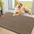Smiry Dog Door Mat for Muddy Paws 36x24, Absorbent Dirt Trapper, Non-Slip Washable Chenille Entryway Rug for Inside Floor, Camel, Classic Solid