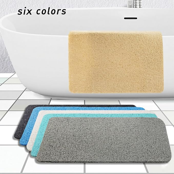 Asvin Soft Textured Bath, Shower, Tub Mat, 24x16 Inch, Phthalate Free, Non Slip Comfort Bathtub Mats with Drain, PVC Loofah Bathroom Mats for Wet Areas, Quick Drying