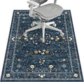 Office Chair Mat for Hardwood Floor & Tile Floor,36"X 48" Heavy Duty Desk Chair Mat for Hard Floors, Under Desk Rug for Rolling Computer Chair,Anti Slip,Low Pile Carpet Floor-Dark Blue Floral Print