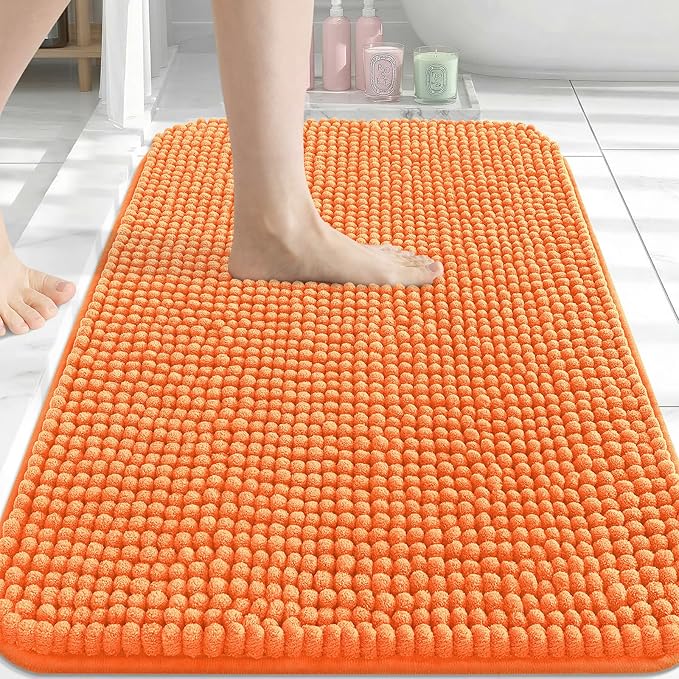 Arotive Bathroom Rugs 30" x 20", Ultra Soft Absorbent Chenille Bath Rugs, Non-Slip Rubber Backing, Machine Washable Bath Mats for Bathroom Floor, Tub and Shower, Home Decor Accessories, Coral
