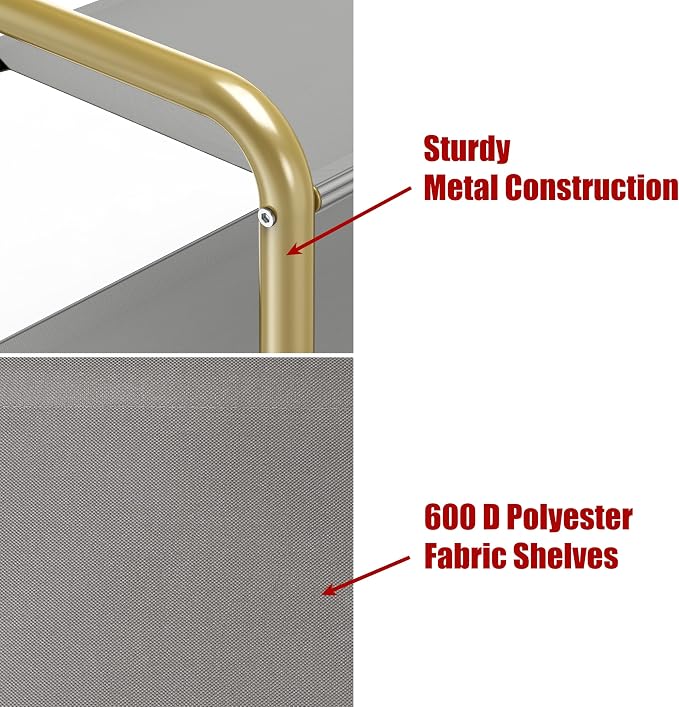 Simple Houseware Coat Rack with Storage Shelf, Freestanding Hall Tree with Hooks for Entryway, Bedroom, Office, Black Metal Clothes Hanger Stand for Coats, Hats, Jackets, Bags - Champagne Gold