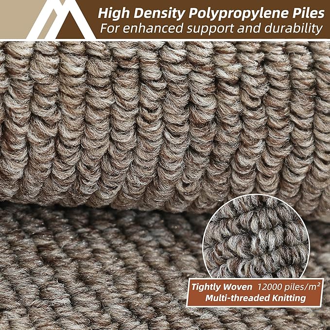 COSY HOMEER Kitchen Rugs Non-Slip 24x35/24x60 Inch Thick Polypropylene Standing Mat for Home Machine Washable, Brown Frame