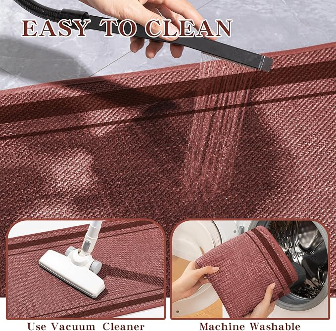 chakme Bathroom Rugs Mat 32x17, Ultra Thin Non Slip Bath Mat Quick Dry Absorbent Bath Mat for Bathroom, (Dark Pink, 32"x17")