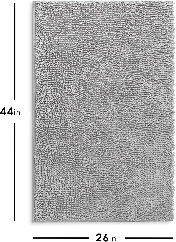 Hearth & Harbor Bathroom Rugs, Chenille Bath Mat - Machine Washable Bath Mats for Bathroom Non-Slip Backing Rubber, Quick Dry Bathroom Mat