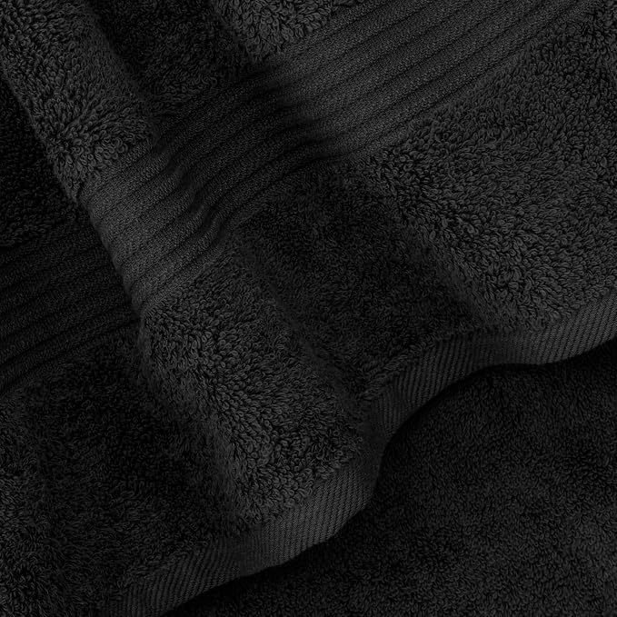 Cotton Paradise 100% Cotton Turkish Towel Set, Soft Absorbent Quick Dry, 6 Piece Towel Set, Coal Black