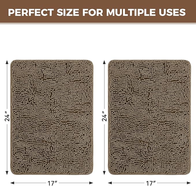 Bcoimo Bathroom Rug Set, Chenille Bathroom Rugs, Absorbent Non Slip Plush Bath Mats, Machine Washable Fast Drying Floor Mats for Tub, Shower, Sink, Vanity