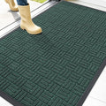 OLANLY Front Door Mat Outside Entrance 47x32, Absorbent, Heavy Duty Sturdy Natural Rubber Doormat Indoor Outdoor, Non-Slip, Stain and Fade Resistant, Low Profile Floor Mat for Entryway, Black Green