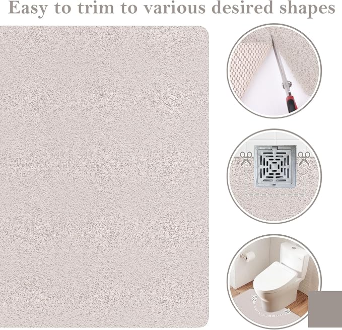 Shower Mat Bathtub Mat Non-Slip,24x24 inch, Soft Tub Mat with Drain,PVC Loofah Bath Mat (Phthalate Free) for Tub and Bathroom,Quick Drying,White