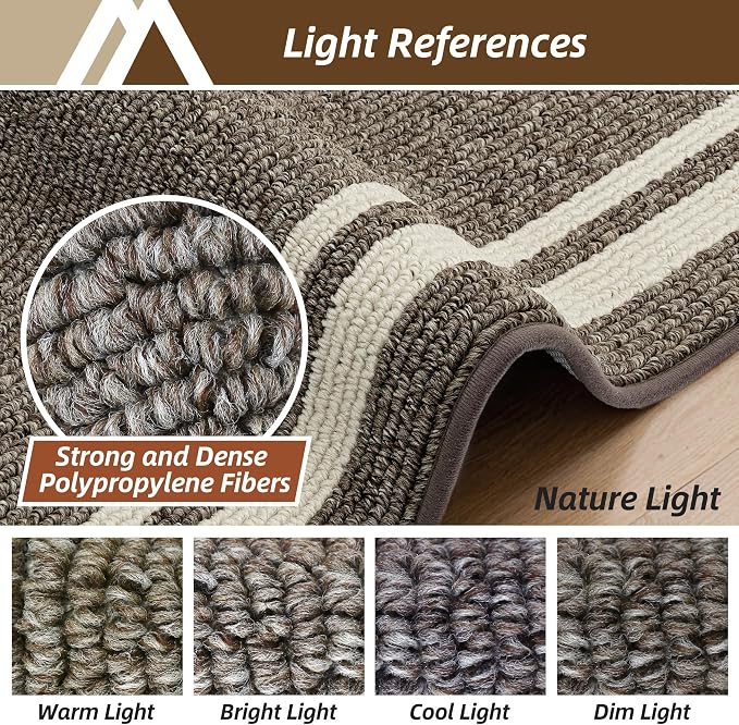 COSY HOMEER Kitchen Rugs Non-Slip 24x35/24x60 Inch Thick Polypropylene Standing Mat for Home Machine Washable, Brown Frame