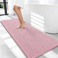 OLANLY Thick Bathroom Runner Rugs 47x20, Extra Soft Absorbent Chenille Bath Rugs, Rubber Backing, Machine Wash Dry, Long Bath Mats for Bathroom, Tub and Shower, Home Decor Accessories, Dusty Rose