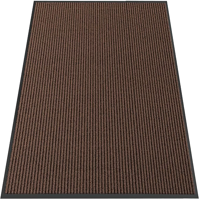 Indoor Outdoor Door Mat, 6' x 4' Doormat for Entryway, Rubber Backing Non Slip Front Door Mat Outside Entrance, Super Absorbent Commercial Floor Mat for Home Office, Brown
