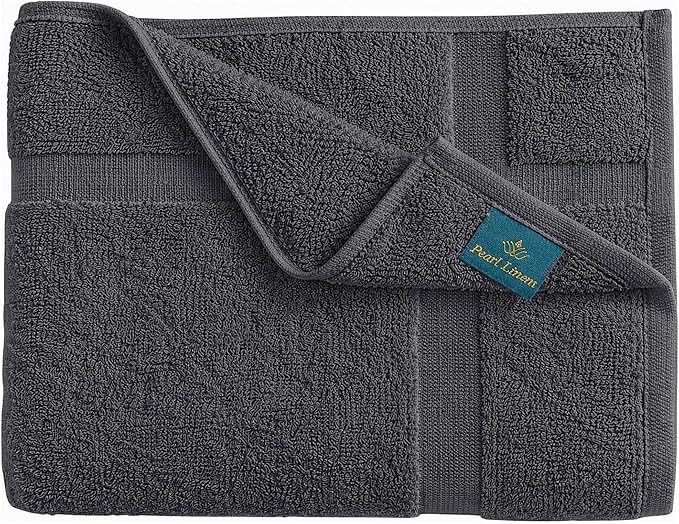 Pearl Linens 100% Ring Spun Cotton Bath Mat (Pack of 6) 20 x 30 Inch, Washable, Soft & Absorbent Terry Bathroom Floor Mat – Not Bathroom Rugs – Quick-Dry After Shower Bath Mat, 687 GSM, Dark Grey