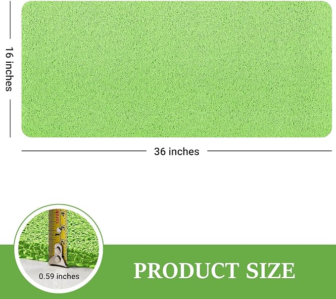LuxStep Shower Mat Bathtub Mat,32x16 inch, Non-Slip Bath Mat with Drain, Quick Drying PVC Loofah Bathmat for Tub,Shower,Bathroom,Grass Green