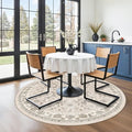 Round Kitchen Rugs 6ft Washable: Non-Slip Soft Low Pile Circle Area Rug for Under Table Living Room Dining Room Bedroom – Boho Floral Circular Floor Indoor Carpet (Beige,6x6)