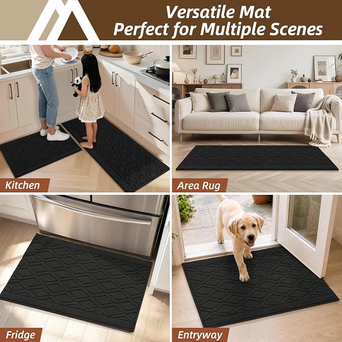 COSY HOMEER Kitchen Rugs 24"x35" Non-Slip Washable Kitchen Mats for Floor Polypropylene Absorbent Kitchen Floor Mat for Kitchen Sink Entryway,Red