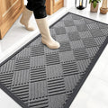 OLANLY Front Door Mat Outside Entrance 47x23, Absorbent, Heavy Duty Sturdy Natural Rubber Doormat Indoor Outdoor, Stain and Fade Resistant, Non-Slip Low Profile Floor Mat for Entryway, Grey Diamond