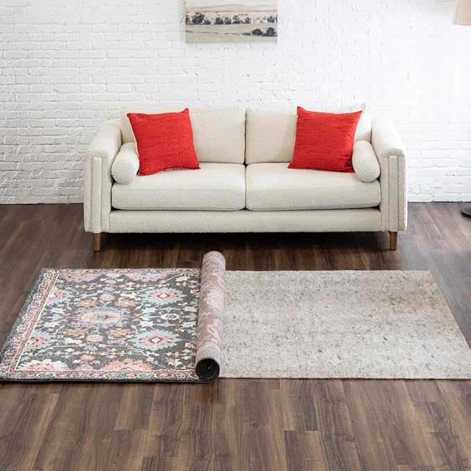 Mohawk Home Non Slip Rug Pad 2' 6" x 8'- 1/4" Thick Felt + Latex Rubber Gripper - Dual Surface Cushion for Hardwood, Carpet, Tile Floors, Made in USA