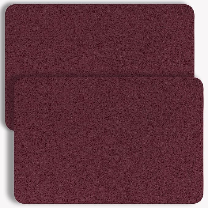 Hargiis Non-Slip Bathtub Mat, 2 Pack Anti Slip Shower Mat, Fast Drying Bathtub Mats, Foot Scrubber Mat, Anti Slip Mat for Tub, Floor, Bathroom, Kitchen, Home, Hotel (Wine Red 24"×16"+24"×16")