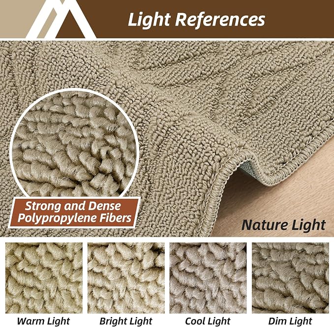 COSY HOMEER Kitchen Rugs 24"x35" Non-Slip Washable Kitchen Mats for Floor Polypropylene Absorbent Kitchen Floor Mat for Kitchen Sink Entryway,Beige