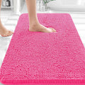 OLANLY Bathroom Rugs 30x18, Extra Soft Absorbent Chenille Bath Rugs, Rubber Backing Quick Dry, Machine Washable Bath Mats for Bathroom Floor, Tub and Shower, Home Decor Accessories, Hot Pink