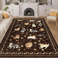 DUKINO 6x9 Rug for Living Room, Lightweight Animal Dog Print Washable Area Rug, Soft Non Slip & Low Pile Floor Mat, Stain Resistant Large Carpet for Bedroom, Nursery, Dining Room, Kids Playroom, Brown