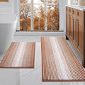 BSICPRO Bathroom Rugs and Mats Sets, 2 Piece Thick Absorbent Chenille Bath Mat Rug Set Non Slip, Soft Bath Room Floor Mats for Bathroom, Machine Washable (20" x 47" Plus 16" x 24",Caramel Brown)