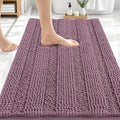 OLANLY Thick Bathroom Rugs 30x20, Extra Soft Absorbent Chenille Striped Bath Rugs, Rubber Backing, Machine Wash Dry, Bath Mats for Bathroom Floor, Tub and Shower, Home Decor Accessories, Deep Plum