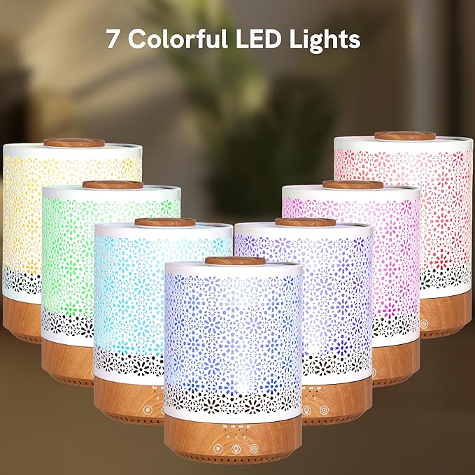 BlueHills 2500 ML Humidifier with Essential Oil Diffuser Combo Aroma Home Décor Design for Large Bed Bath Kids Baby Living Rooms Big Capacity LED Lights Scent Ultrasonic Cool Mist Wood Grain F006