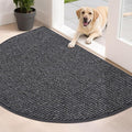 BEQHAUSE Dirt Trapper Door Mat 32" x 48" Half Circle Non-Slip Washable Doormats Entrance Rugs Absorbent Welcome Low Profile Floor Mats for Front Back Door and Entryway, Charcoal
